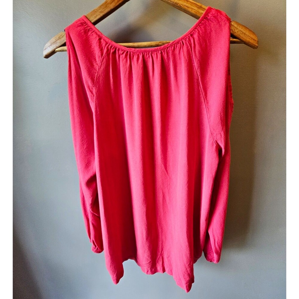 J. Jill Pink Solid Blouse Womens XL Pleated Scoop Neck 3/4 Sleeve Pullover